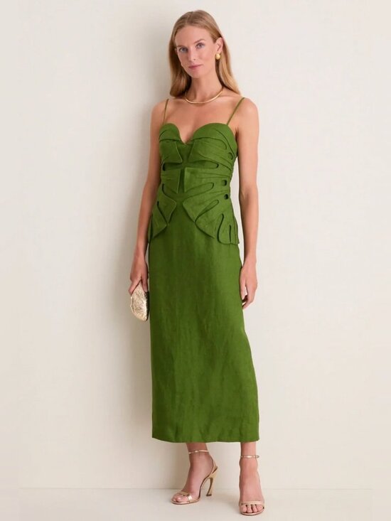 FARM Rio Dresses & Skirts - NWT Farm Rio Green Monstera Leaf Sleeveless Maxi Dress